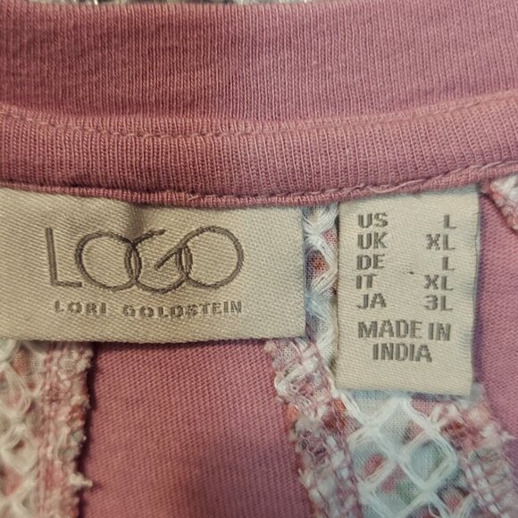 LOGO by Lori Goldstein Flutter Sleeve Mixed Media Top - Picture 2 of 4